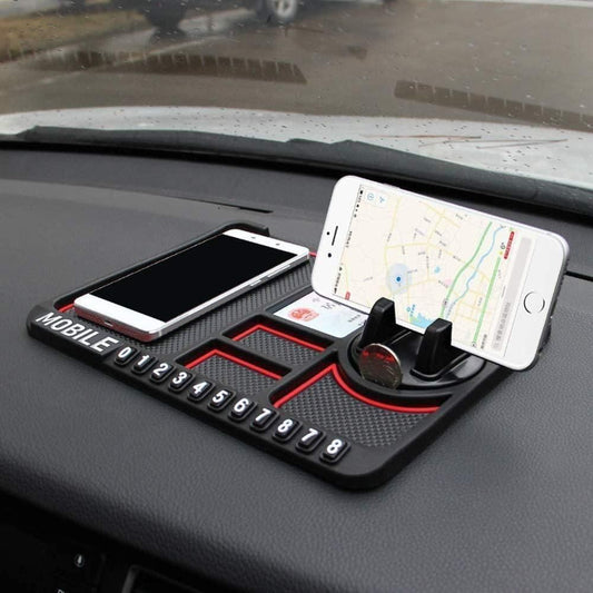 3-in-1 Anti-Slip Dashboard Mat with Mobile Holder & Car Perfume